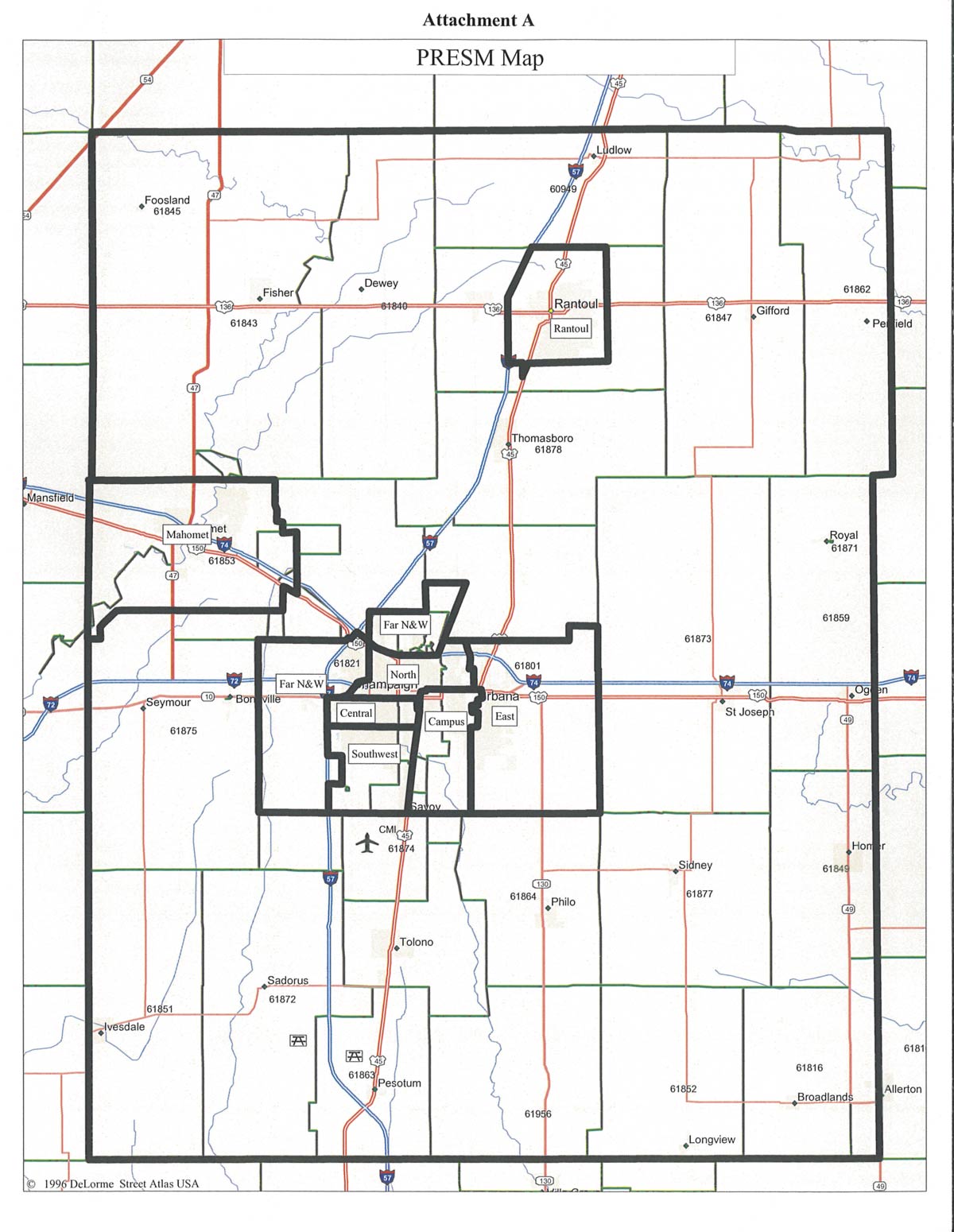 A PRESM map showing the various areas for Payment Standards.