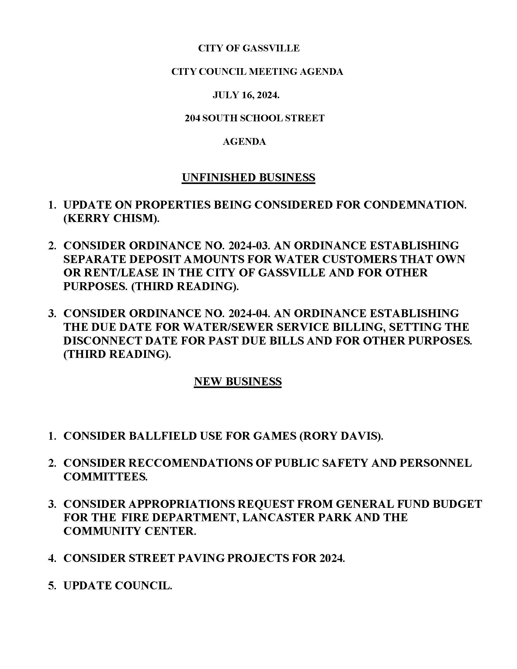 Council Agenda July16, 2024