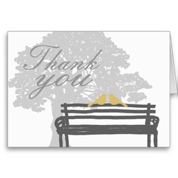 Thank you note with bench