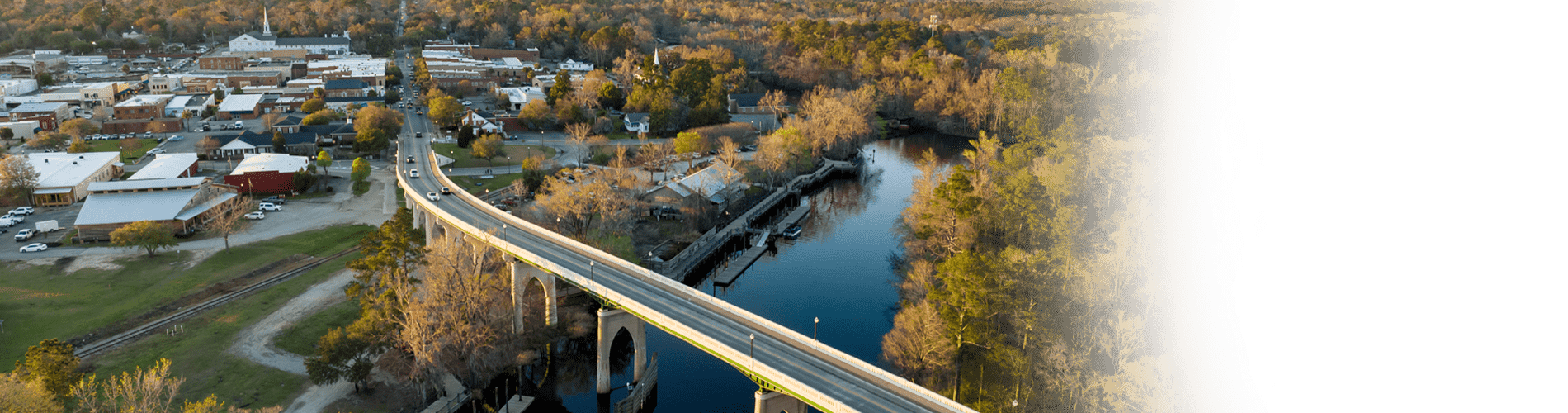 Aerial view of the city of Conway.