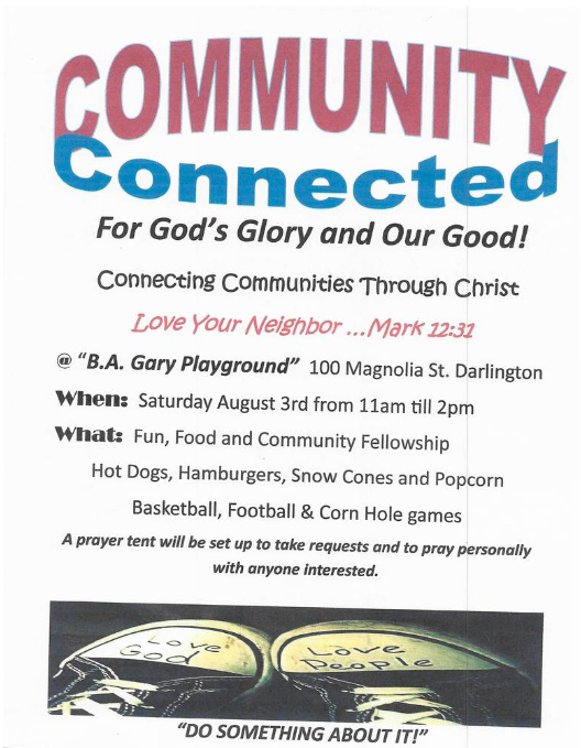 Community Connected Flyer. All information on flyer is listed above.
