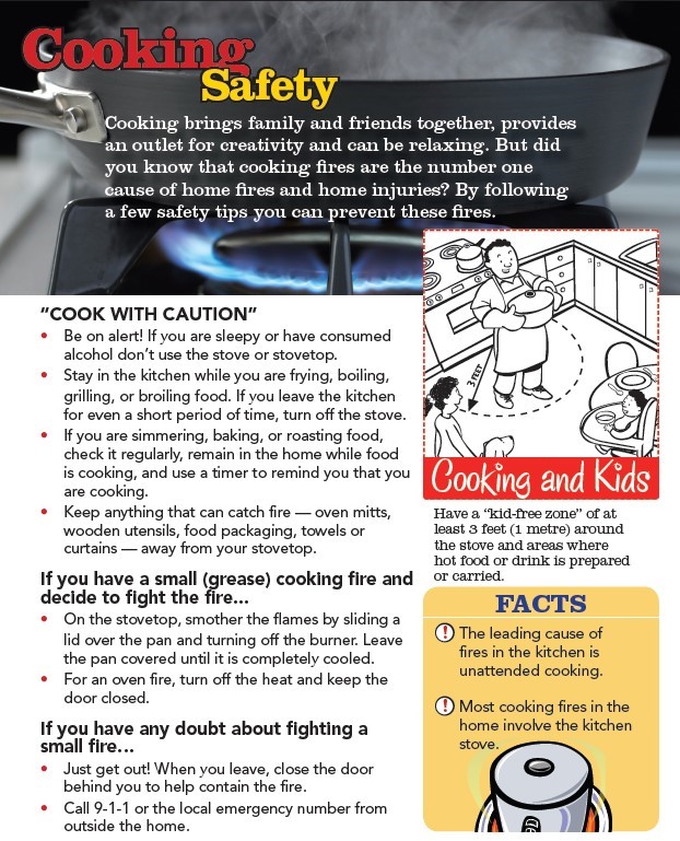 Cooking safety flyer. All information in this flyer is in the above text. 