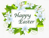 Flower wreath with Happy Easter inside