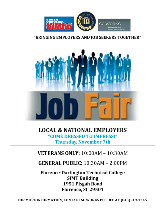 Job Fair November 2019 Flyer. All information on flyer is listed above.
