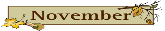 November Banner. A stick with fall leaves.