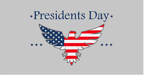 Presidents Day. Outline of an eagles colored like a US flag.