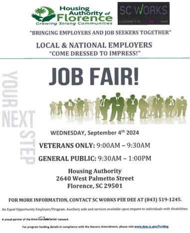 September 2024 Job Fair. All information on this flyer is listed above.