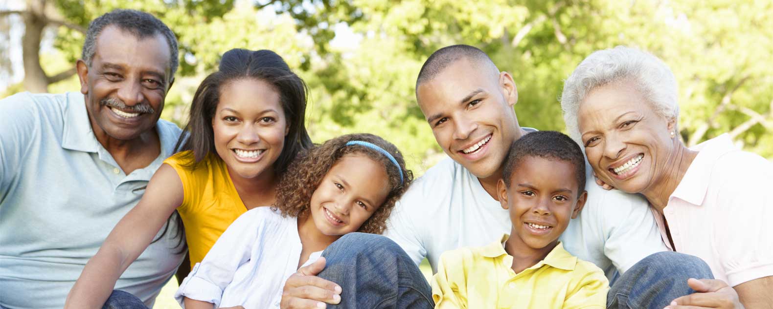 Smiling family of six