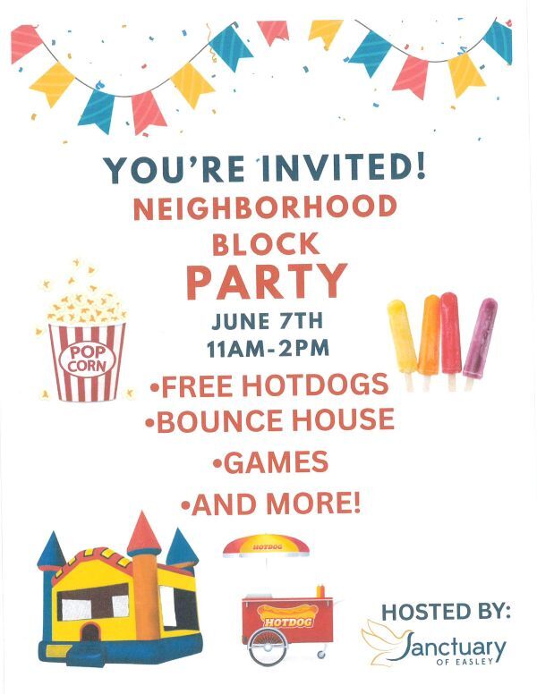 Block Party flyer. All information on this flyer is listed above. 