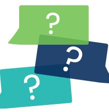 Thought bubbles with question marks.