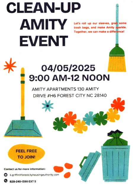 Clean-Up Amity Event Flyer. All information on this flyer is listed above.