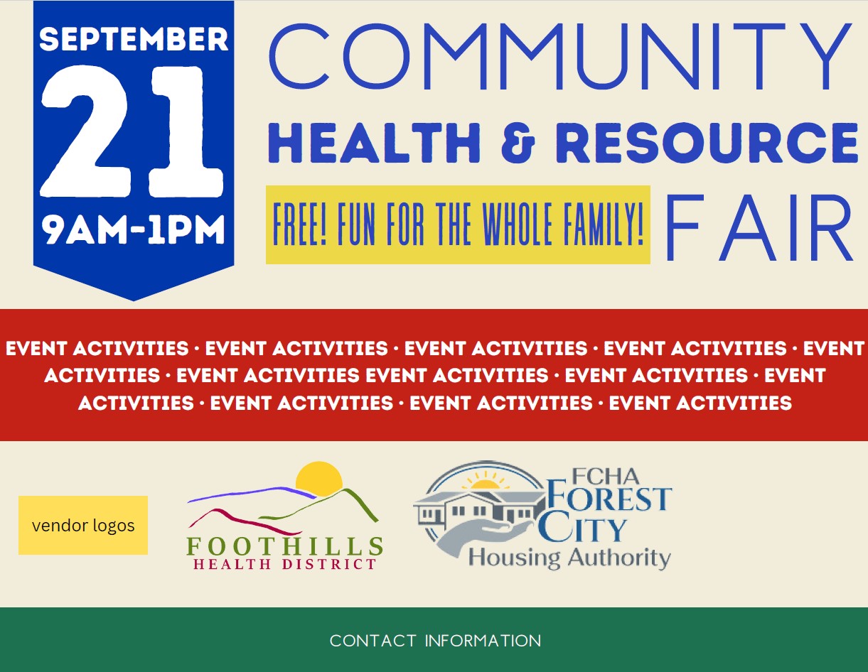 Community Health and Resource Fair Flyer. All information on this flyer is listed above.