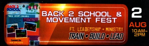 TSM Upcoming Back to School and Movement Fest Youth Event. All information on this flyer is listed above.