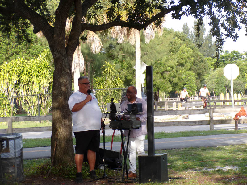 Two men running the sound system.