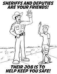 Coloring page of a sheriff and child