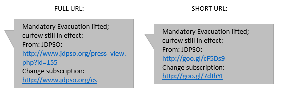 Sample alert message