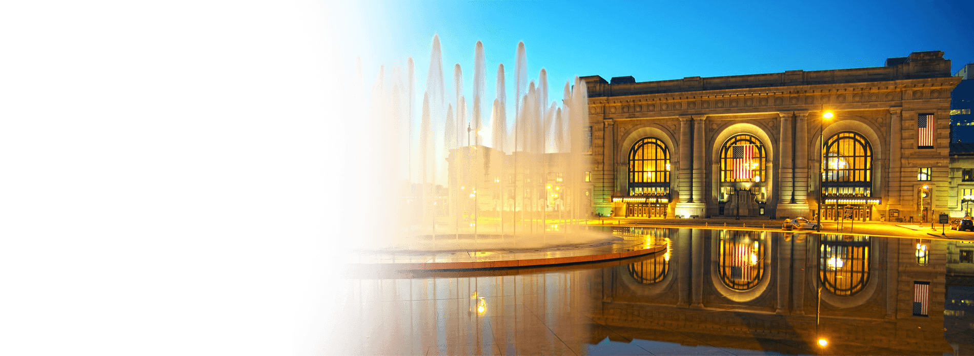 Water fountain in front of historical building