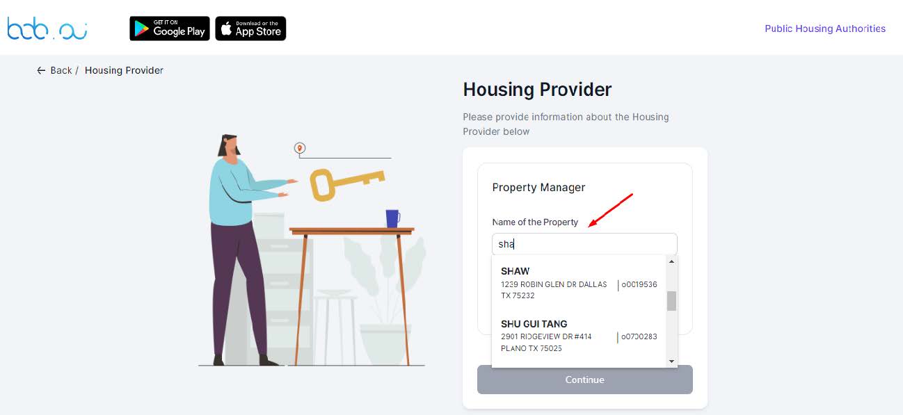 Bob.ai Property Manager page showing company name dropdown.