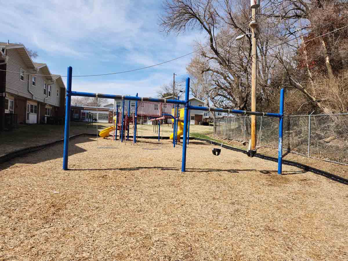 Swings in a playground.