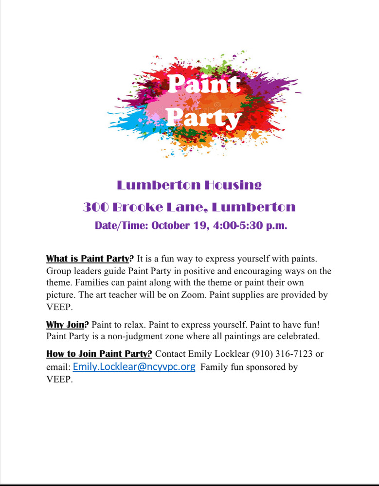 Paint Party flyer, all information as listed below.