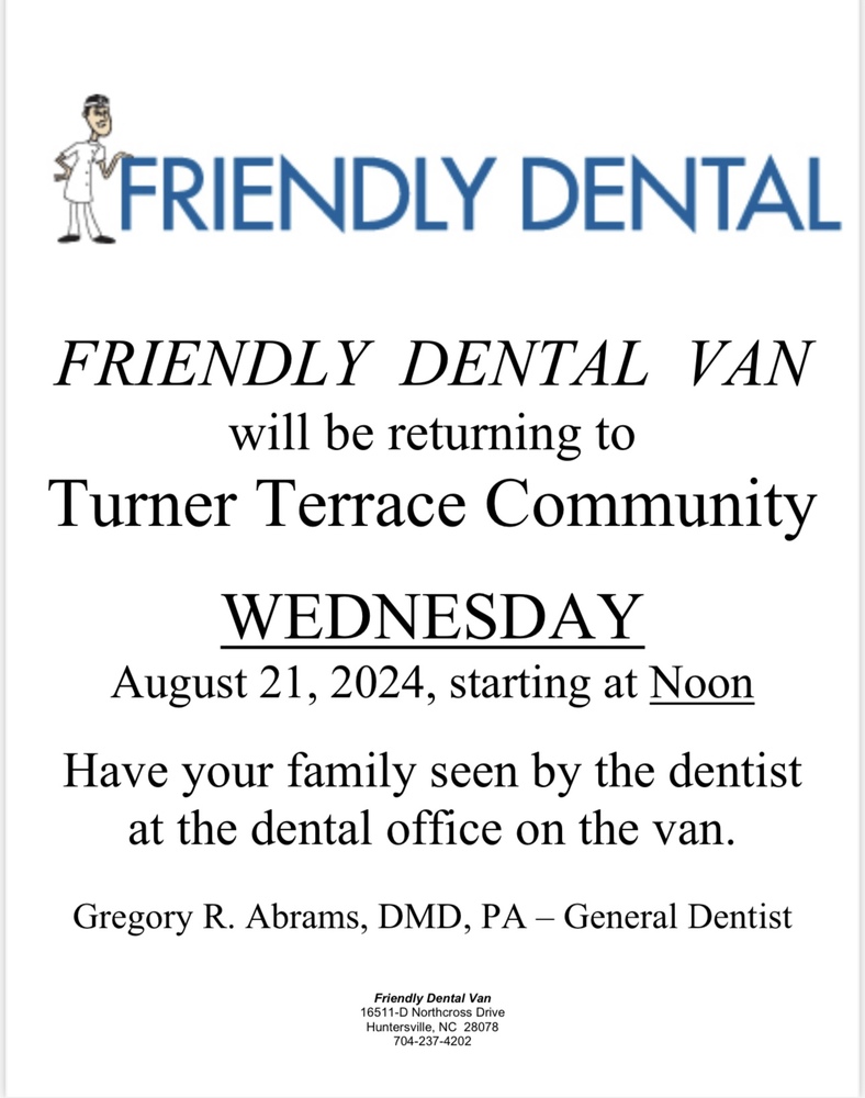 Friendly Dental Van Flyer, all information as listed below.