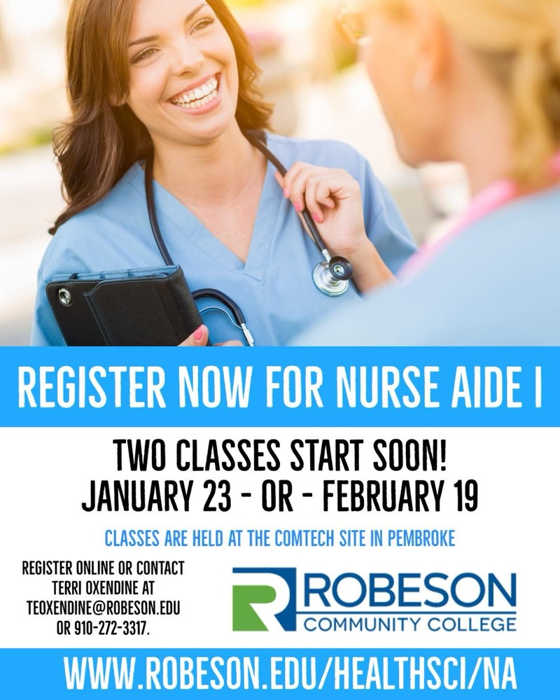 Nurse Aide 1 classes flyer, all information as listed below.