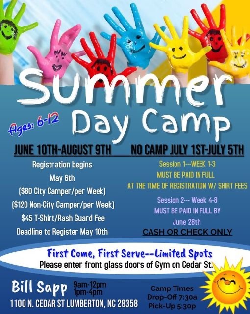 Summer Day Camp Flyer, all information as listed below.