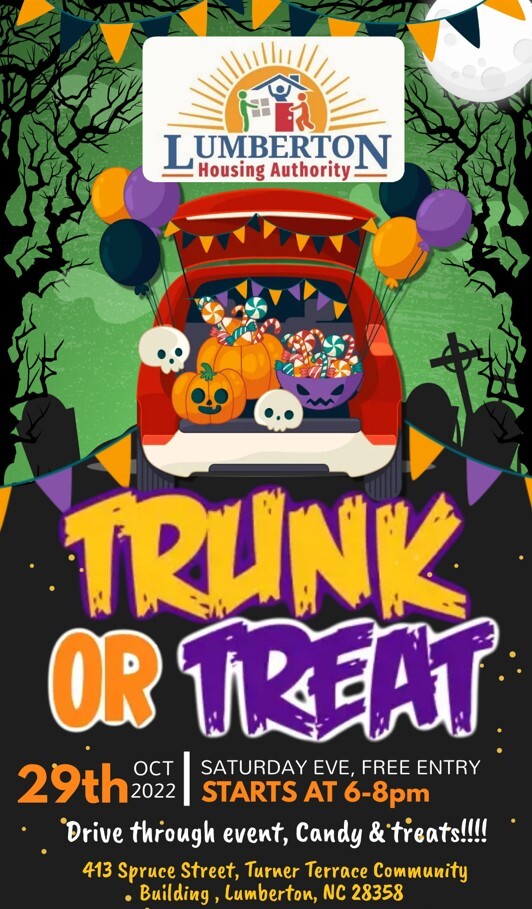 Trunk or Treat flyer, all information as listed below.