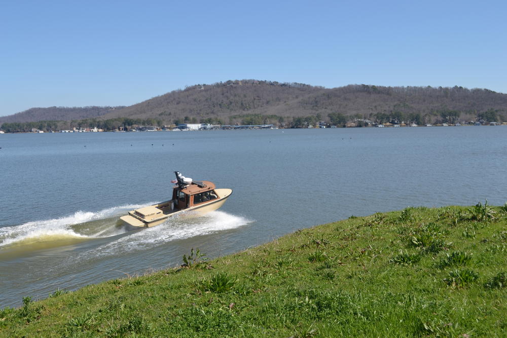 Boat sitting on the lake