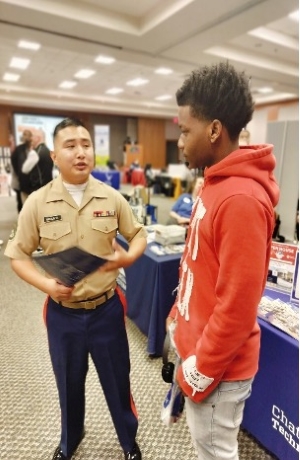 Recruiter meeting with a student.