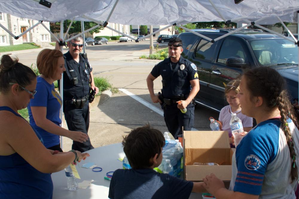 Distributing water bottles