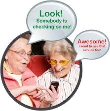 Two Elderly people looking at a phone