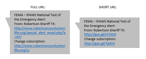 Sample of a text alert