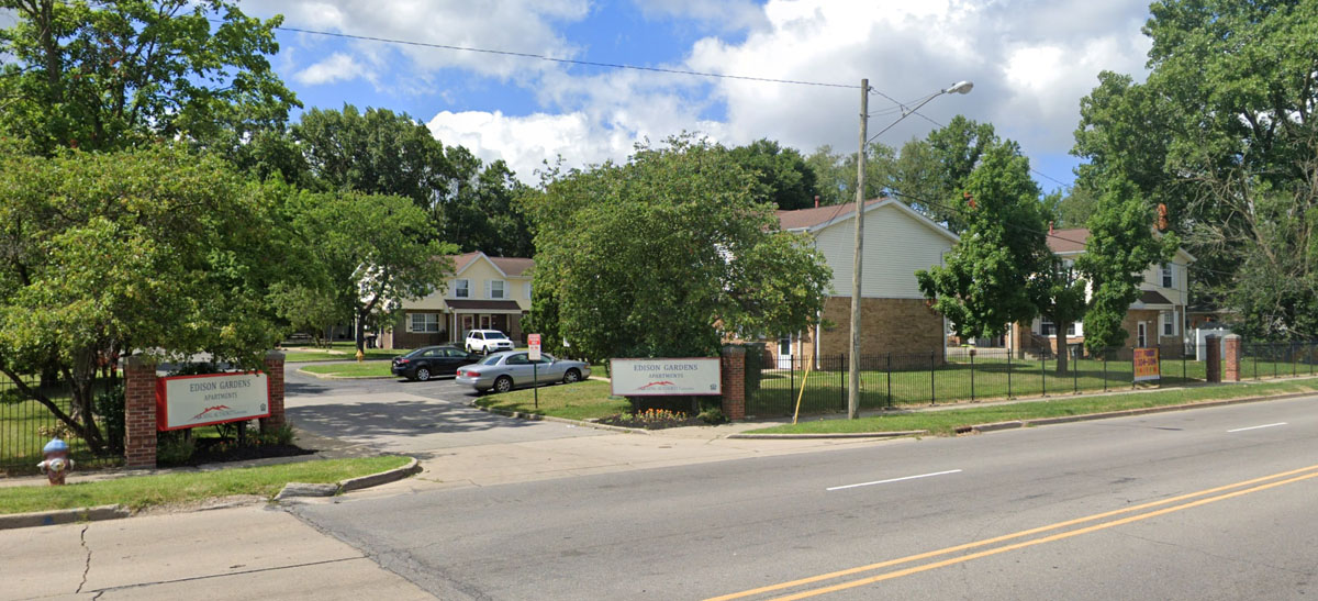 Edison Gardens with sign in the front.