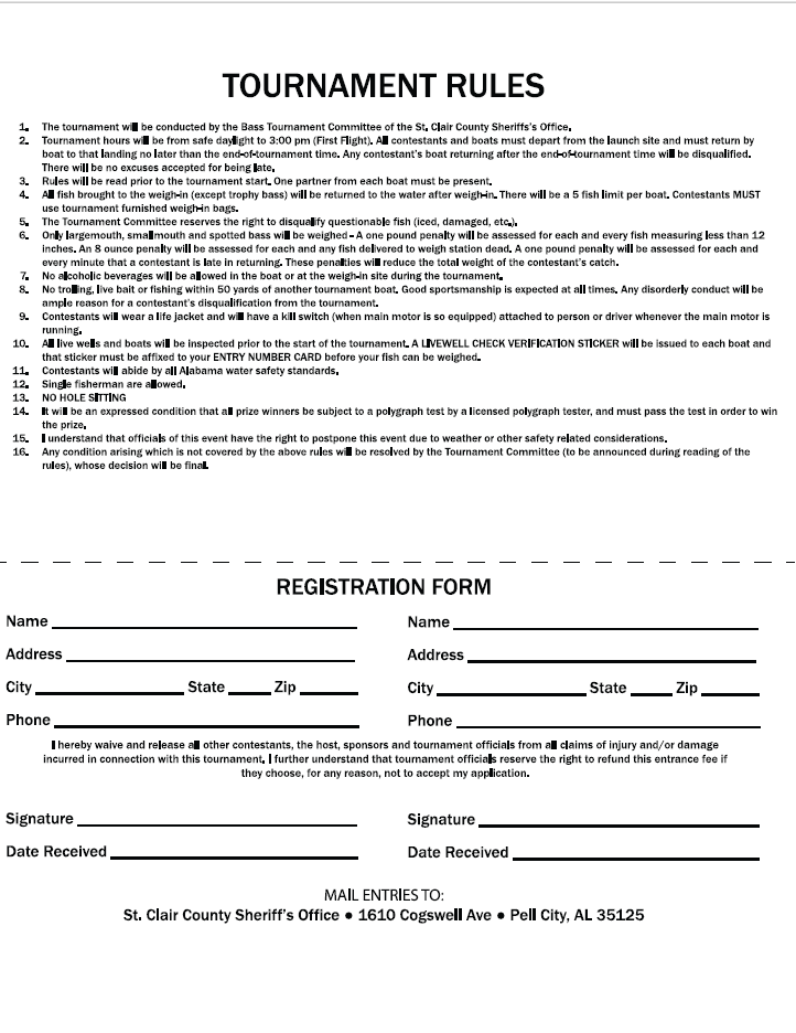 BAss Tourney Rules 2023