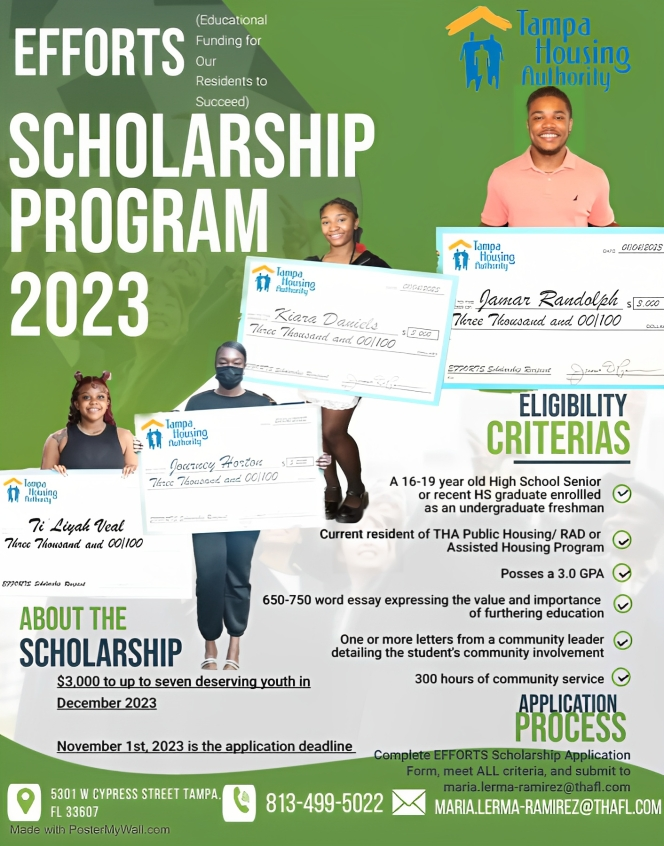 2023 Efforts Scholarship flyer. All information as listed above.