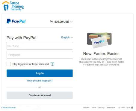 Paypal pay webpage.