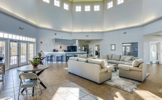 Main lobby area with sofas.