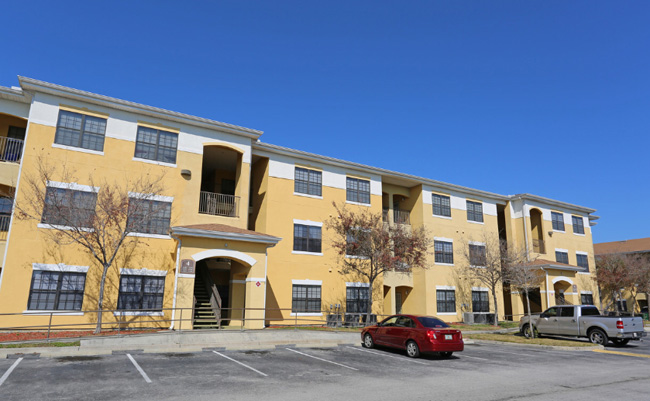 Front entrance of the apartment building.