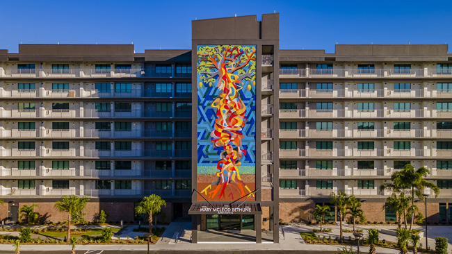 Entrance side of the Mary Bethune Building.