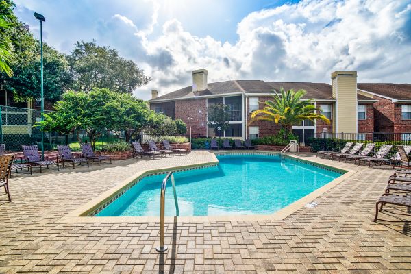 A pool at Meridian Apartments.