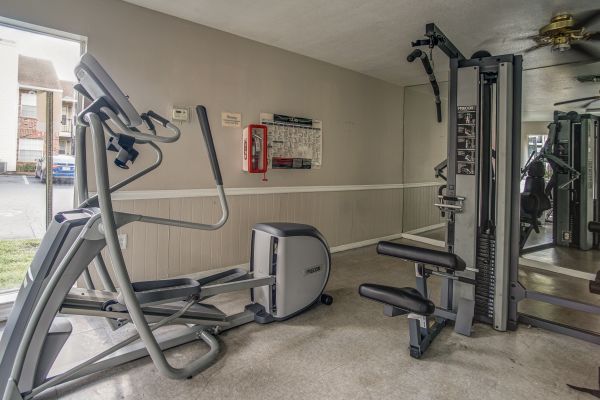 Fitness area showinf various equipment.