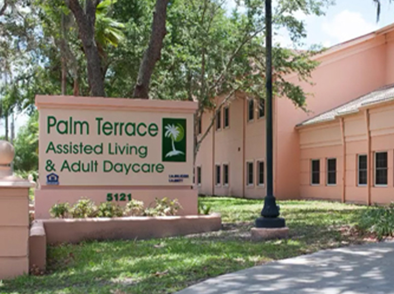Palm Terrace Assisted Living and Adult Daycare signage.
