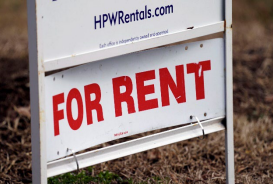 A for rent sign.