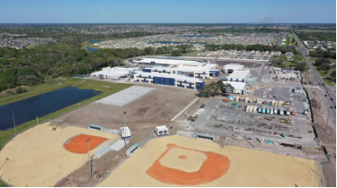 Aerial photo of a baseball field.