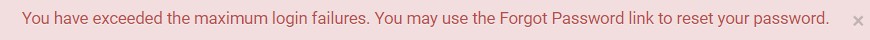 Exceeded maximum login error.