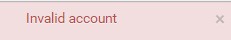 Invalid Account error