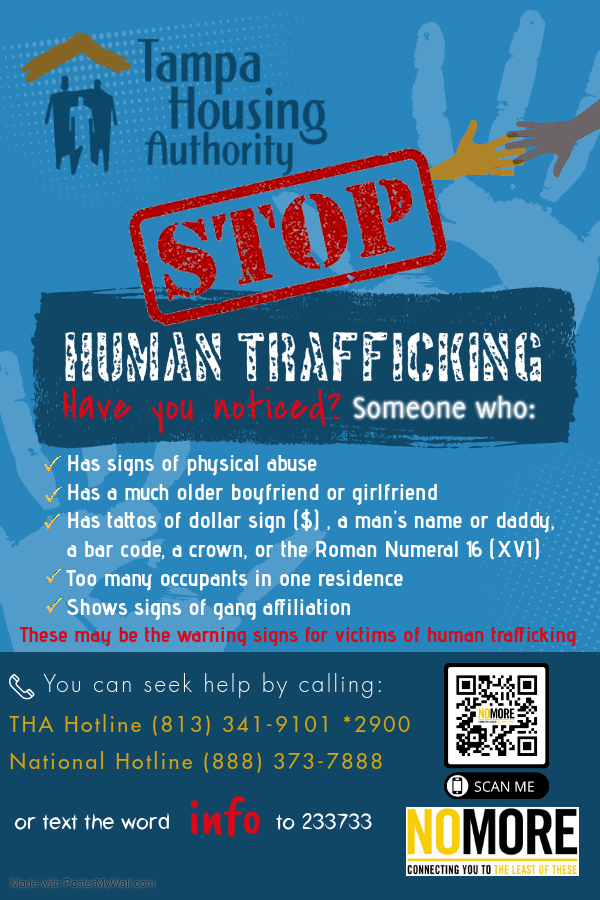 Stop Human Trafficking Flyer, all flyer copy below