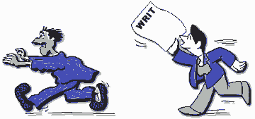 Animation of man running from process server