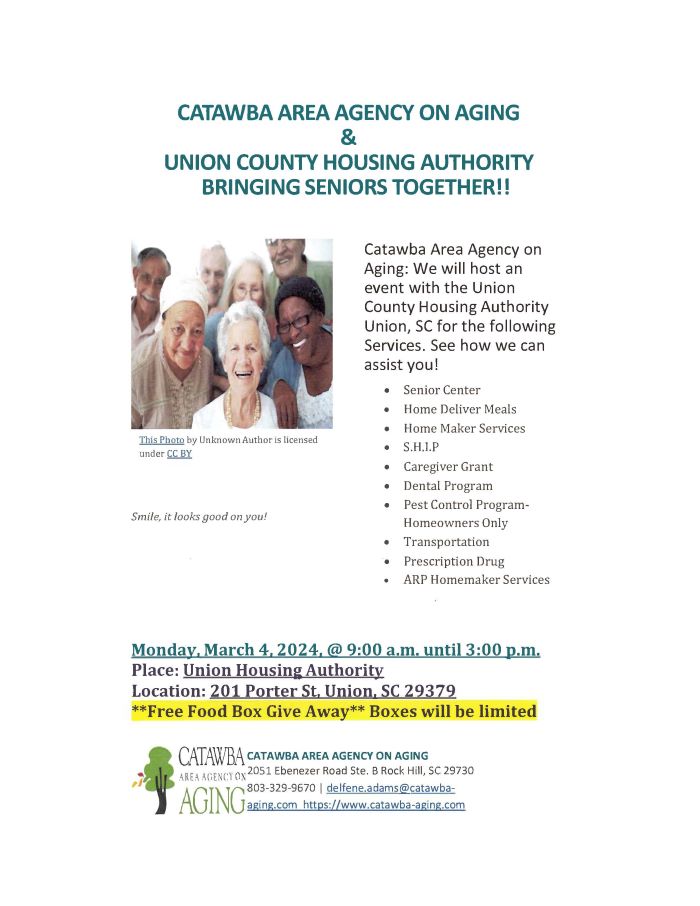 CATAWBA Area Agency on Aging senior flier, the information in this flier is in the text above. 